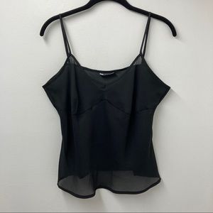 Carole Little Y2K Black Sheer Babydoll Cami Tank Top Womens Size L